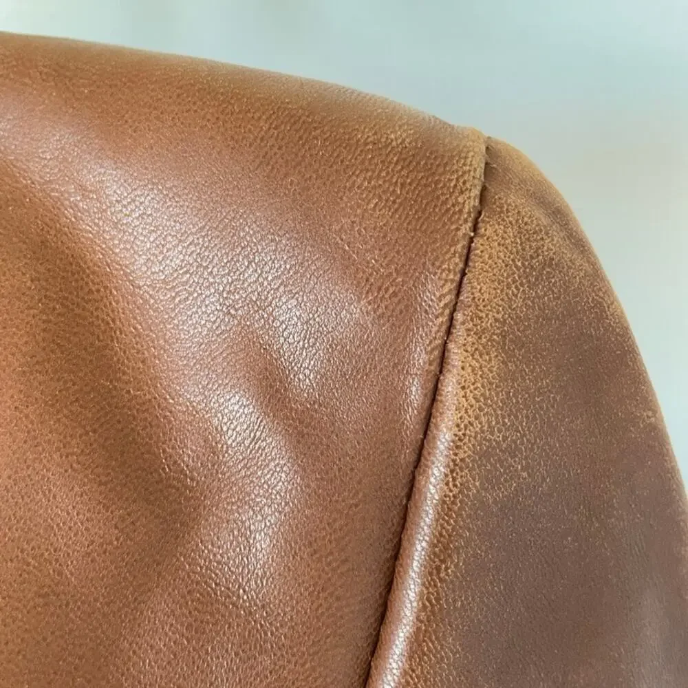 Jones New York Brown Leather Blazer Jacket Vintage Distressed Small